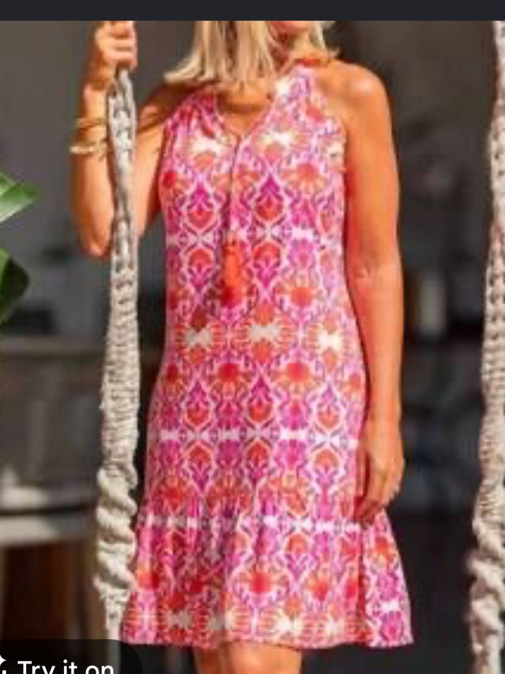 La Mer Luxe Dress Pink Red White Small